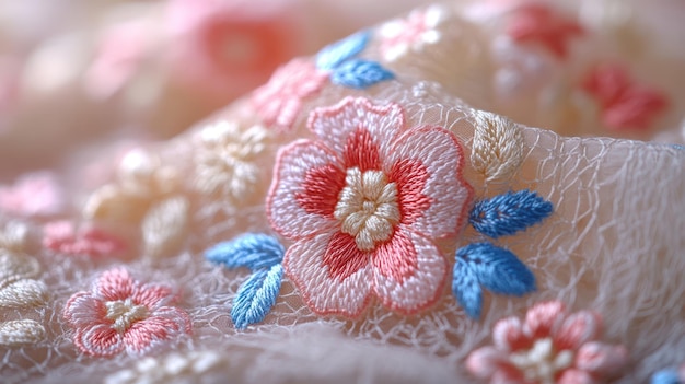 Ręcznie haftowany motyw - zbliżenie